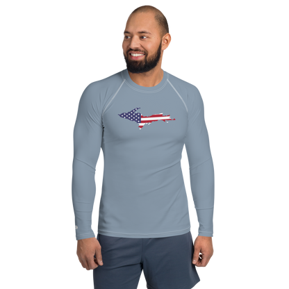 Michigan Upper Peninsula Rash Guard (w/ UP USA Flag) | Men's - B-24 Grey