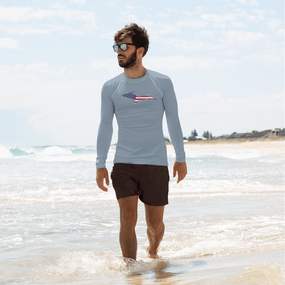 Michigan Upper Peninsula Rash Guard (w/ UP USA Flag) | Men's - B-24 Grey