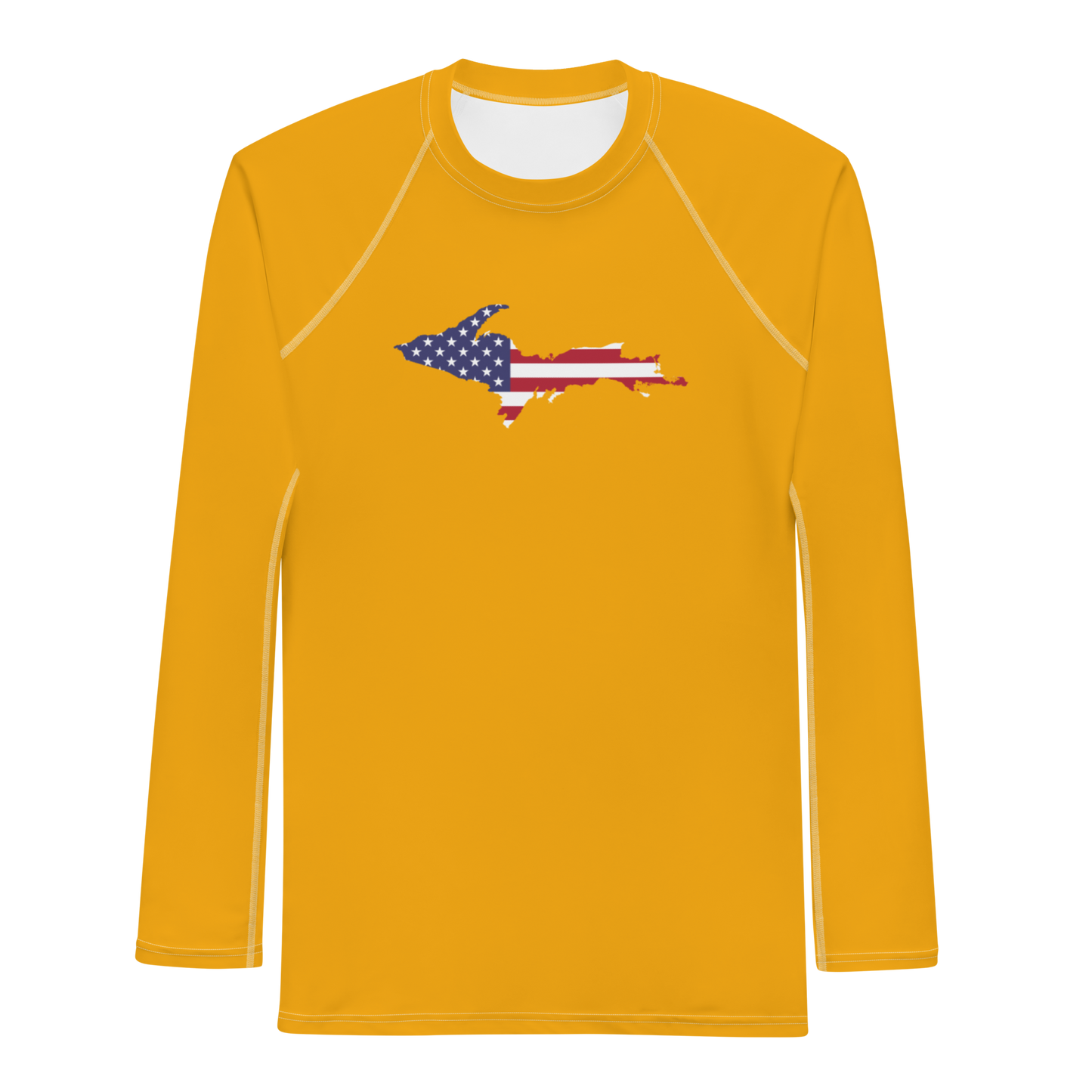 Michigan Upper Peninsula Rash Guard (w/ UP USA Flag) | Men's - Birch Leaf Orange