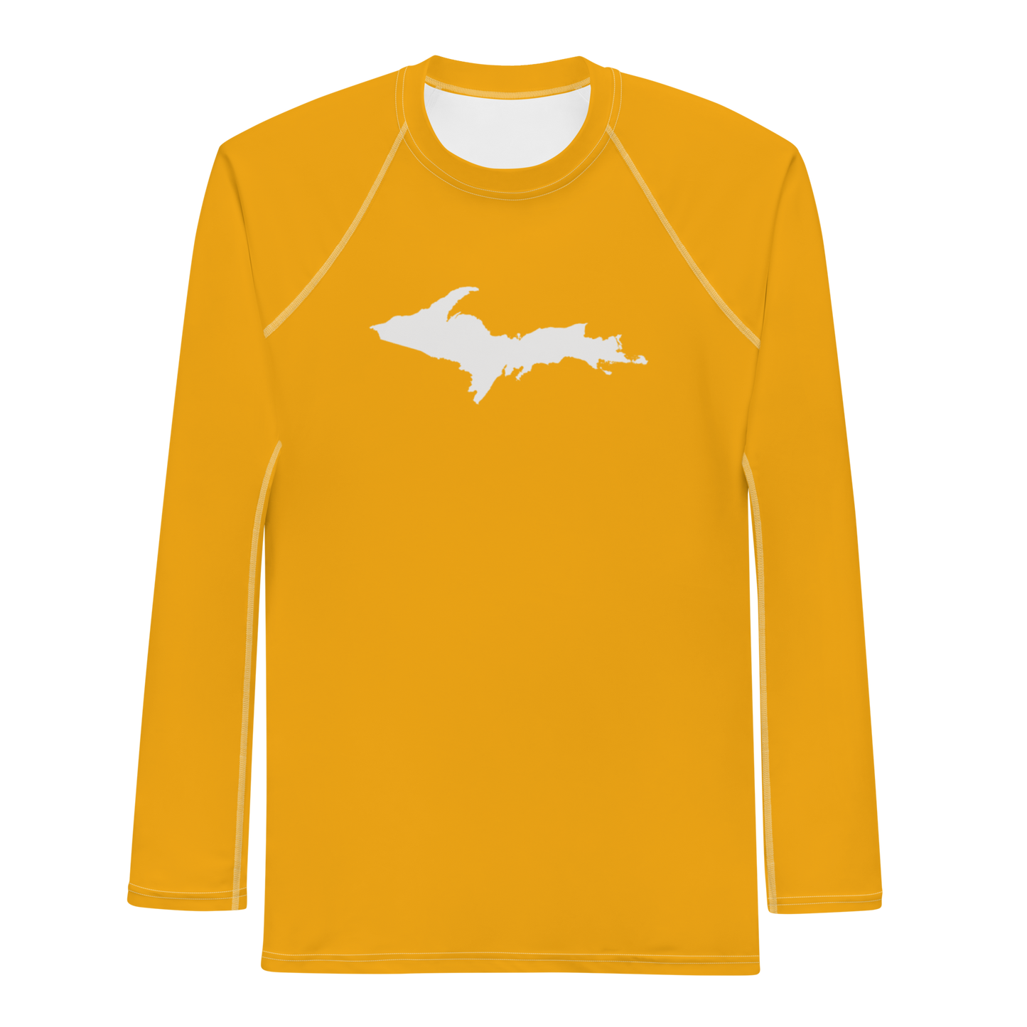 Michigan Upper Peninsula Rash Guard (w/ UP Outline) | Men's - Birch Leaf Orange