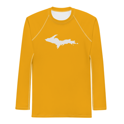 Michigan Upper Peninsula Rash Guard (w/ UP Outline) | Men's - Birch Leaf Orange