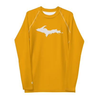 Michigan Upper Peninsula Rash Guard (w/ UP Outline) | Men's - Birch Leaf Orange