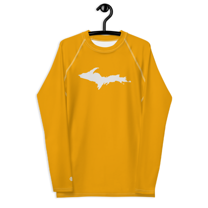 Michigan Upper Peninsula Rash Guard (w/ UP Outline) | Men's - Birch Leaf Orange