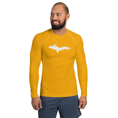 Michigan Upper Peninsula Rash Guard (w/ UP Outline) | Men's - Birch Leaf Orange