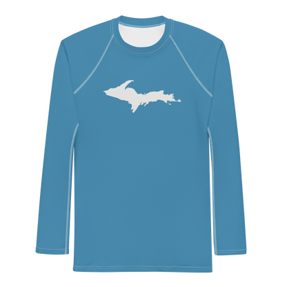 Michigan Upper Peninsula Rash Guard (w/ UP Outline) | Men's - Lake Michigan Blue