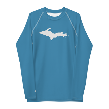 Michigan Upper Peninsula Rash Guard (w/ UP Outline) | Men's - Lake Michigan Blue