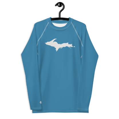 Michigan Upper Peninsula Rash Guard (w/ UP Outline) | Men's - Lake Michigan Blue