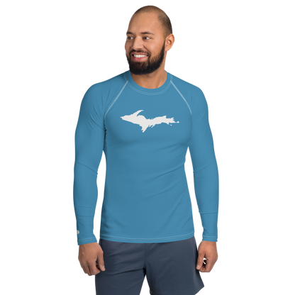 Michigan Upper Peninsula Rash Guard (w/ UP Outline) | Men's - Lake Michigan Blue