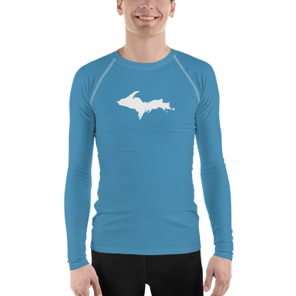 Michigan Upper Peninsula Rash Guard (w/ UP Outline) | Men's - Lake Michigan Blue