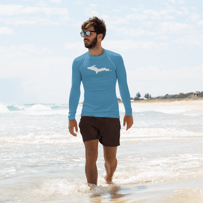 Michigan Upper Peninsula Rash Guard (w/ UP Outline) | Men's - Lake Michigan Blue