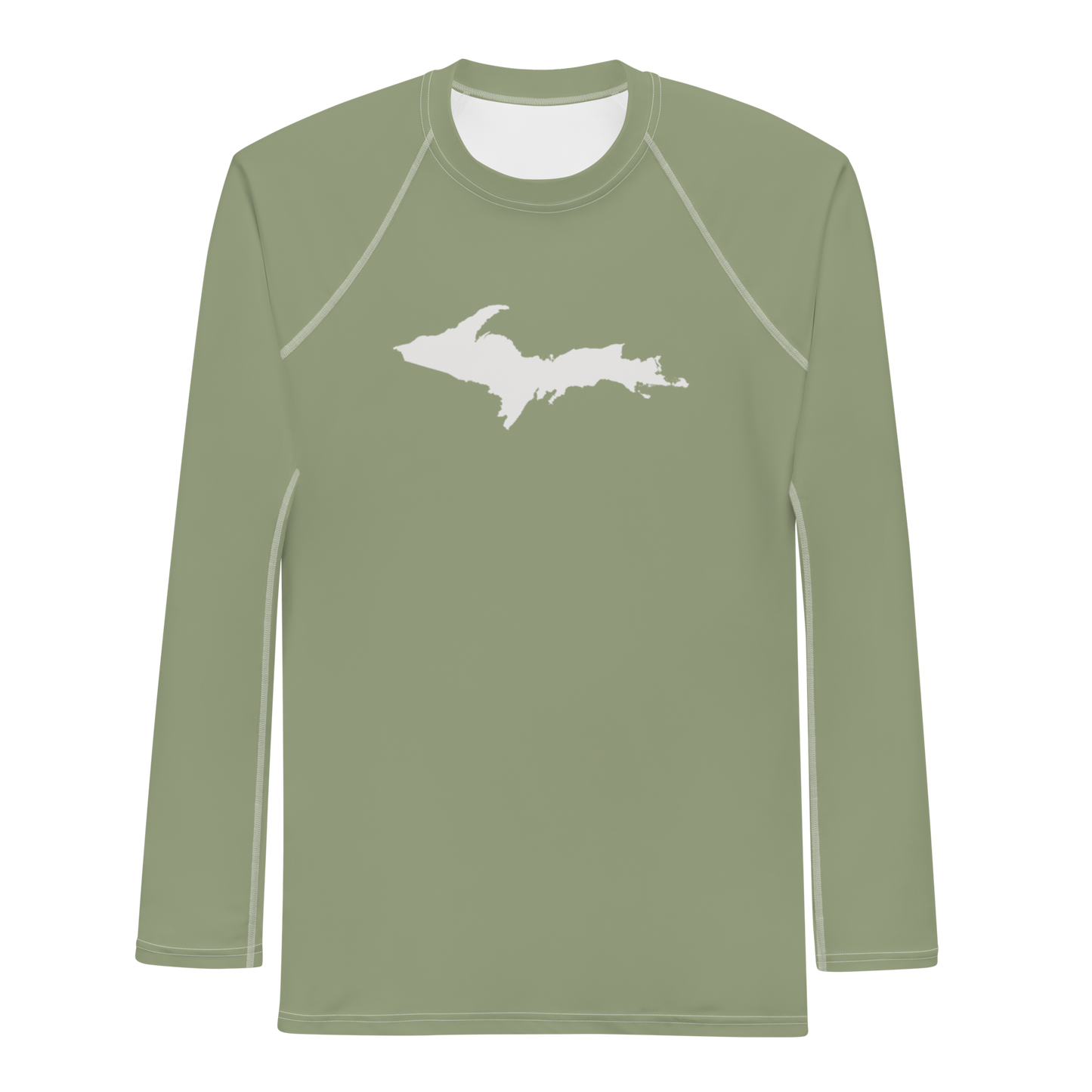 Michigan Upper Peninsula Rash Guard (w/ UP Outline) | Men's - Beachgrass Green