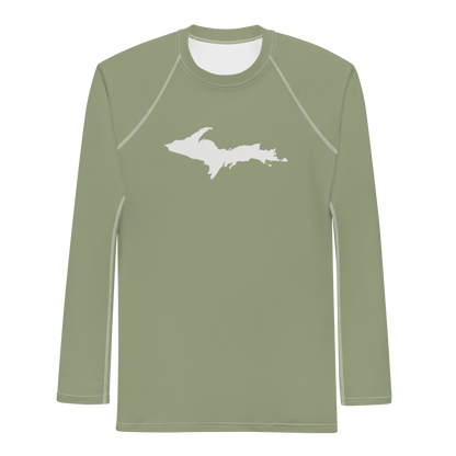 Michigan Upper Peninsula Rash Guard (w/ UP Outline) | Men's - Beachgrass Green