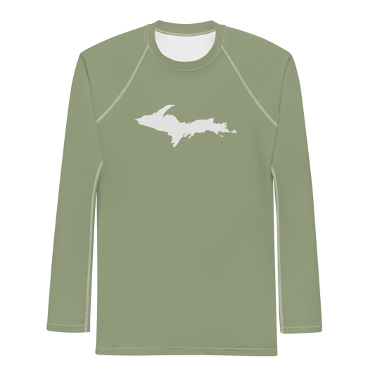 Michigan Upper Peninsula Rash Guard (w/ UP Outline) | Men's - Beachgrass Green