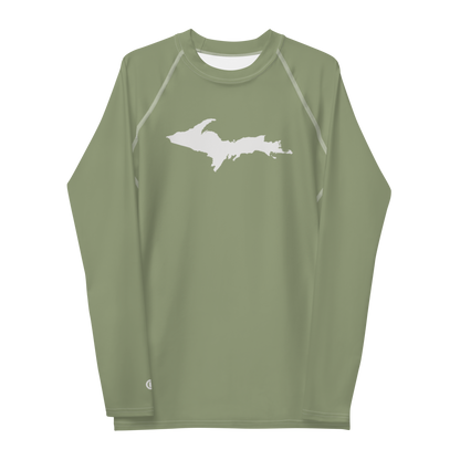 Michigan Upper Peninsula Rash Guard (w/ UP Outline) | Men's - Beachgrass Green