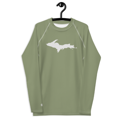 Michigan Upper Peninsula Rash Guard (w/ UP Outline) | Men's - Beachgrass Green