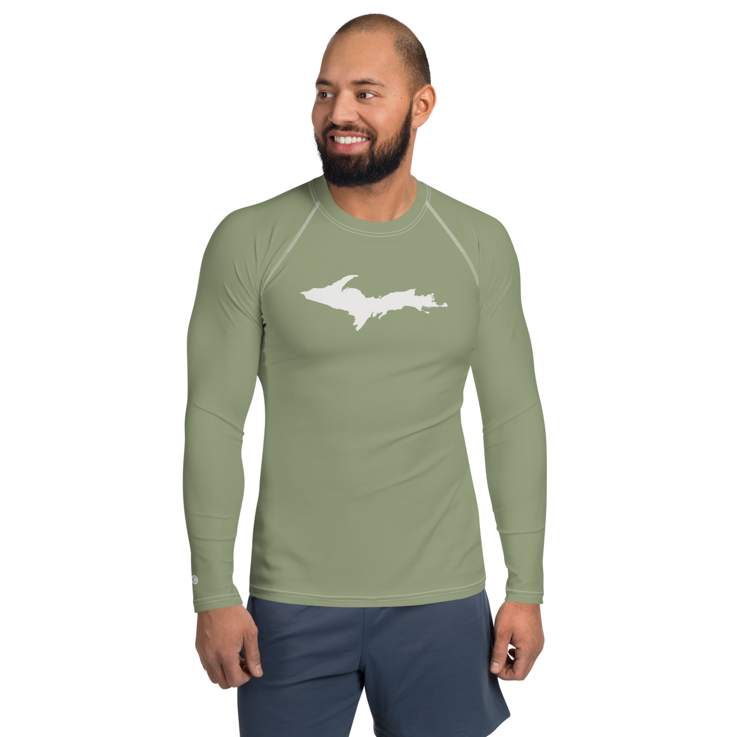 Michigan Upper Peninsula Rash Guard (w/ UP Outline) | Men's - Beachgrass Green