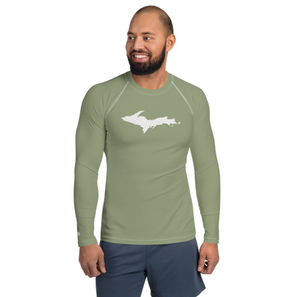 Michigan Upper Peninsula Rash Guard (w/ UP Outline) | Men's - Beachgrass Green