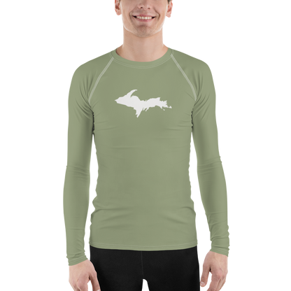 Michigan Upper Peninsula Rash Guard (w/ UP Outline) | Men's - Beachgrass Green