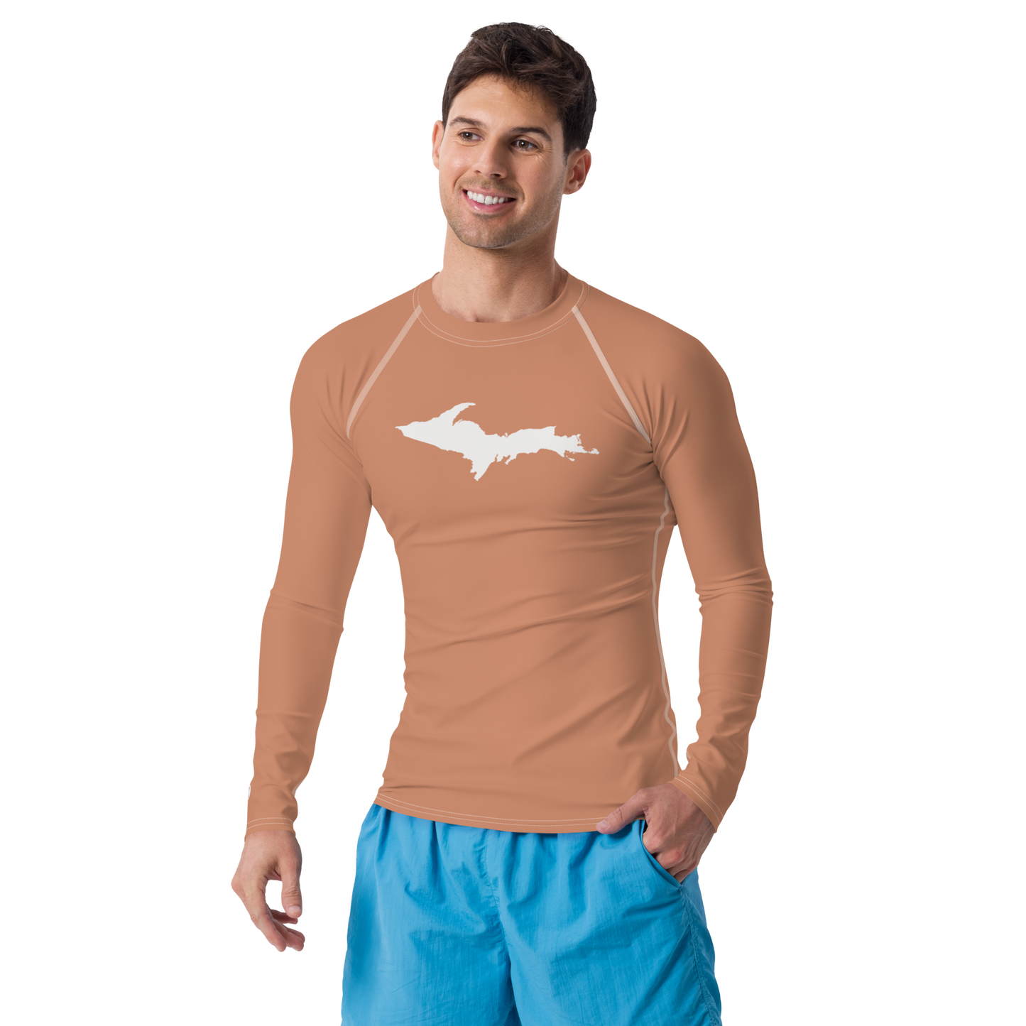 Michigan Upper Peninsula Rash Guard (w/ UP Outline) | Men's - Copper Color