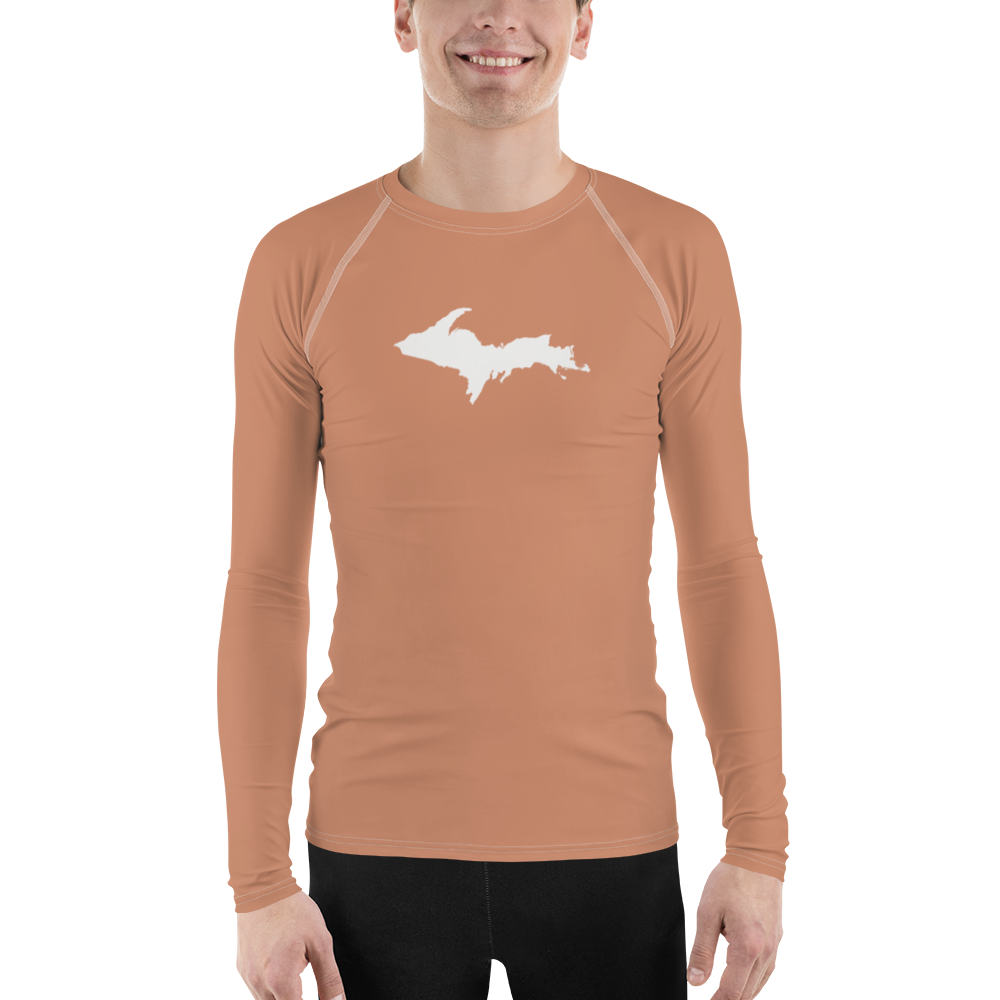 Michigan Upper Peninsula Rash Guard (w/ UP Outline) | Men's - Copper Color