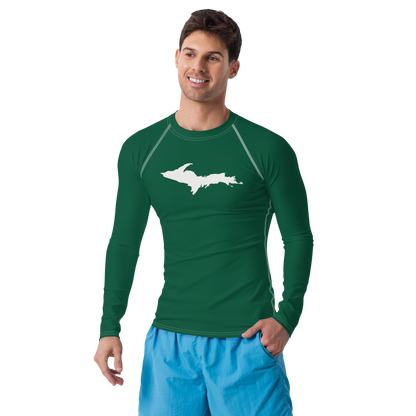 Michigan Upper Peninsula Rash Guard (w/ UP Outline) | Men's - Superior Green