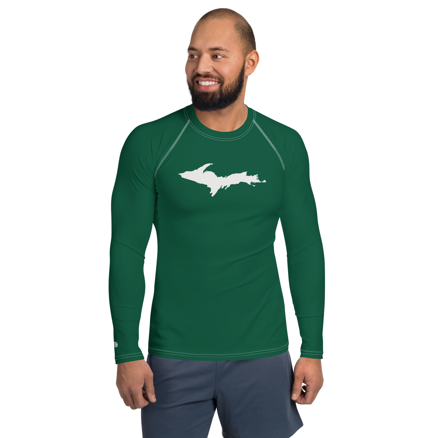 Michigan Upper Peninsula Rash Guard (w/ UP Outline) | Men's - Superior Green