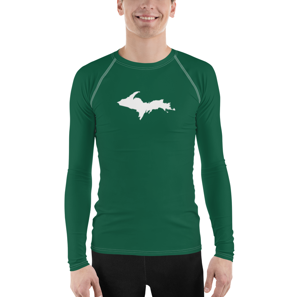 Michigan Upper Peninsula Rash Guard (w/ UP Outline) | Men's - Superior Green