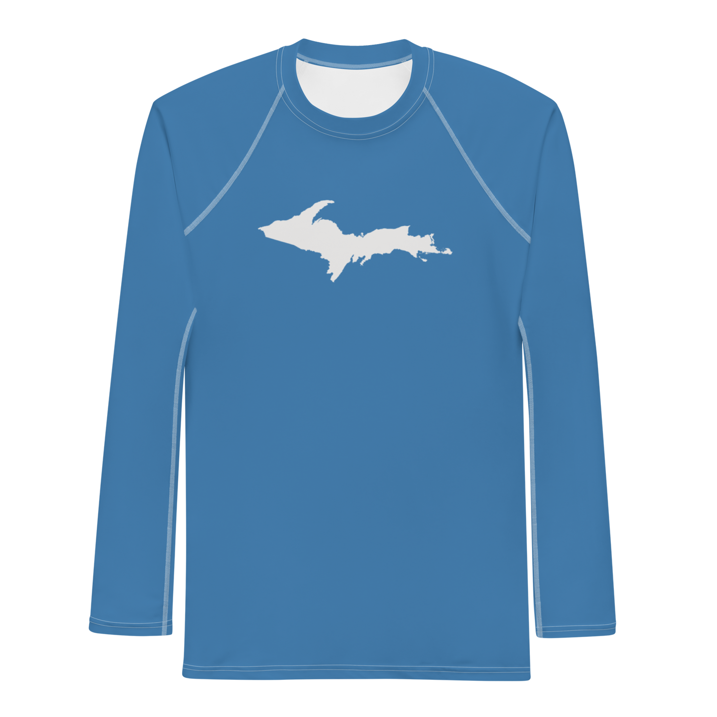 Michigan Upper Peninsula Rash Guard (w/ UP Outline) | Men's - Lake Superior Blue