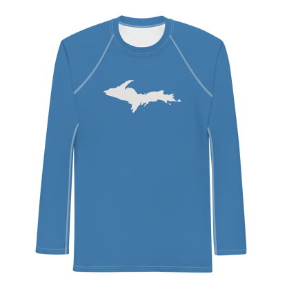 Michigan Upper Peninsula Rash Guard (w/ UP Outline) | Men's - Lake Superior Blue