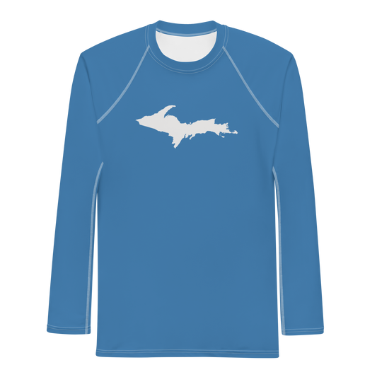 Michigan Upper Peninsula Rash Guard (w/ UP Outline) | Men's - Lake Superior Blue