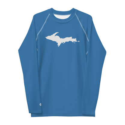 Michigan Upper Peninsula Rash Guard (w/ UP Outline) | Men's - Lake Superior Blue