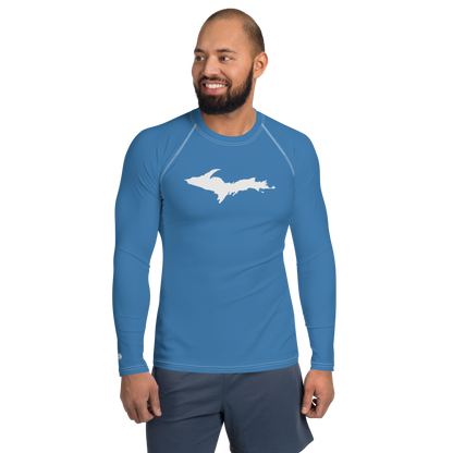 Michigan Upper Peninsula Rash Guard (w/ UP Outline) | Men's - Lake Superior Blue