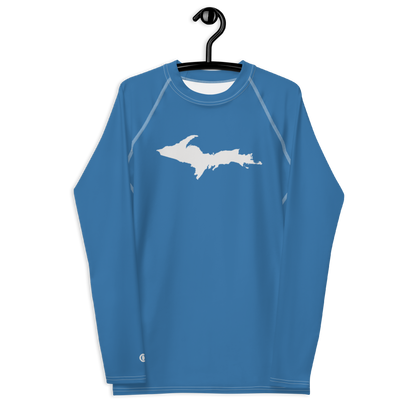 Michigan Upper Peninsula Rash Guard (w/ UP Outline) | Men's - Lake Superior Blue