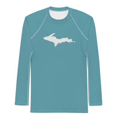 Michigan Upper Peninsula Rash Guard (w/ UP Outline) | Men's - Lake Huron Blue