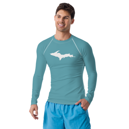 Michigan Upper Peninsula Rash Guard (w/ UP Outline) | Men's - Lake Huron Blue