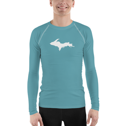 Michigan Upper Peninsula Rash Guard (w/ UP Outline) | Men's - Lake Huron Blue