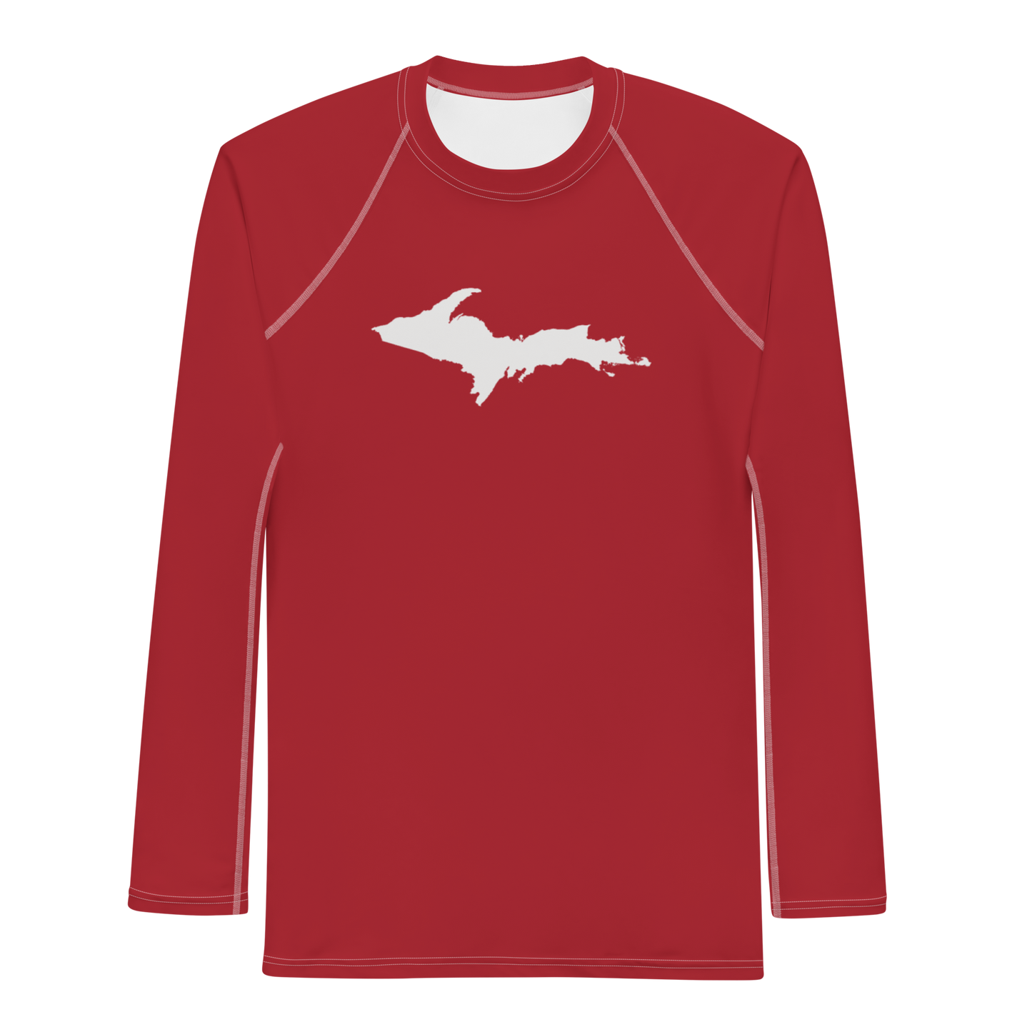 Michigan Upper Peninsula Rash Guard (w/ UP Outline) | Men's - Thimbleberry Red