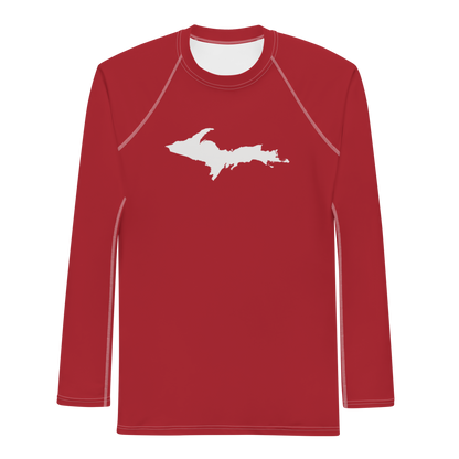 Michigan Upper Peninsula Rash Guard (w/ UP Outline) | Men's - Thimbleberry Red