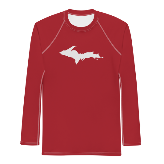 Michigan Upper Peninsula Rash Guard (w/ UP Outline) | Men's - Thimbleberry Red