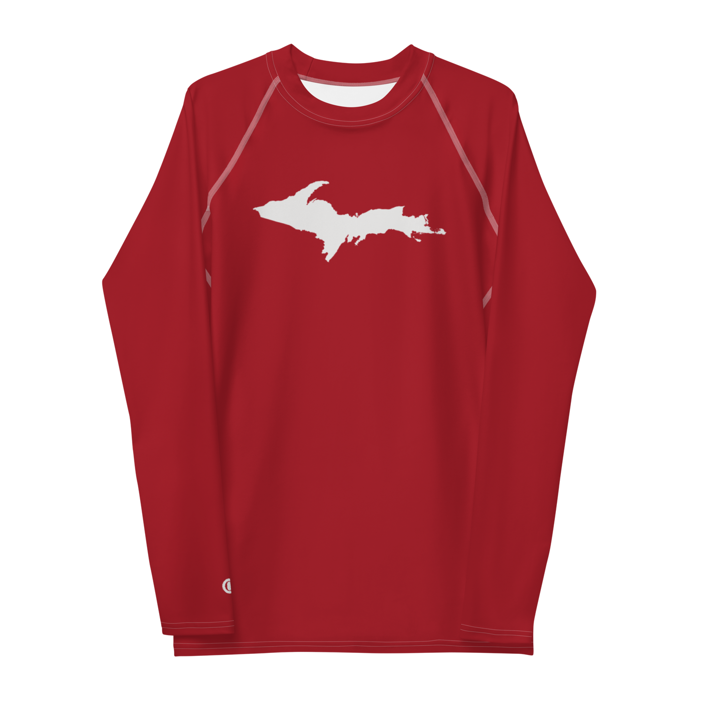 Michigan Upper Peninsula Rash Guard (w/ UP Outline) | Men's - Thimbleberry Red