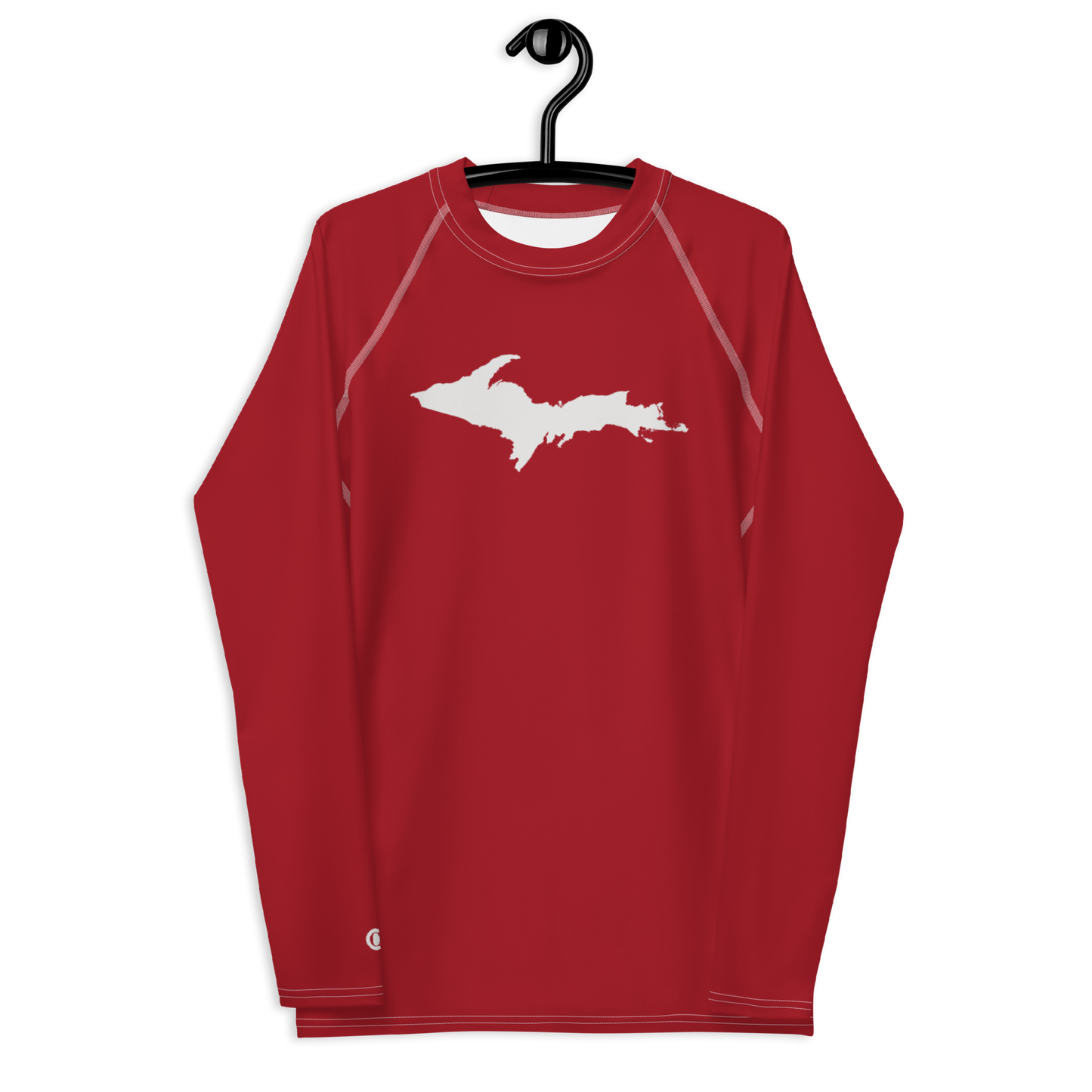 Michigan Upper Peninsula Rash Guard (w/ UP Outline) | Men's - Thimbleberry Red