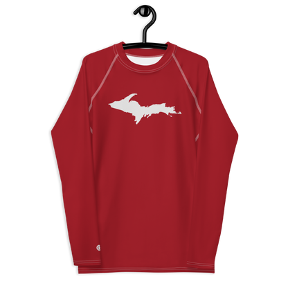 Michigan Upper Peninsula Rash Guard (w/ UP Outline) | Men's - Thimbleberry Red