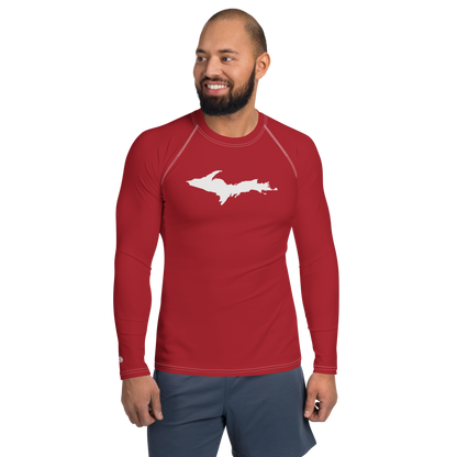 Michigan Upper Peninsula Rash Guard (w/ UP Outline) | Men's - Thimbleberry Red