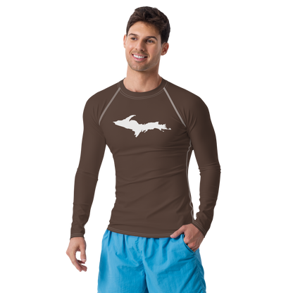 Michigan Upper Peninsula Rash Guard (w/ UP Outline) | Men's - Hickory Color