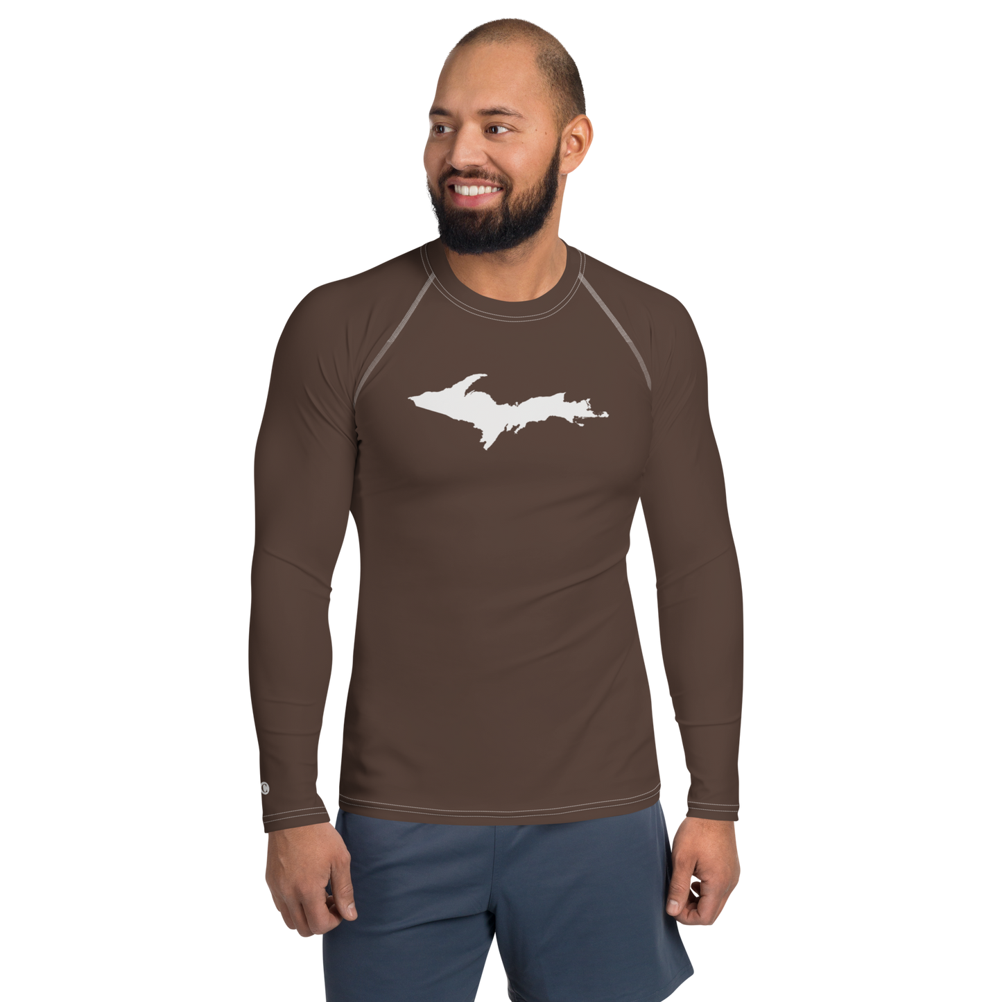 Michigan Upper Peninsula Rash Guard (w/ UP Outline) | Men's - Hickory Color