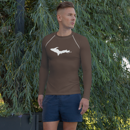 Michigan Upper Peninsula Rash Guard (w/ UP Outline) | Men's - Hickory Color