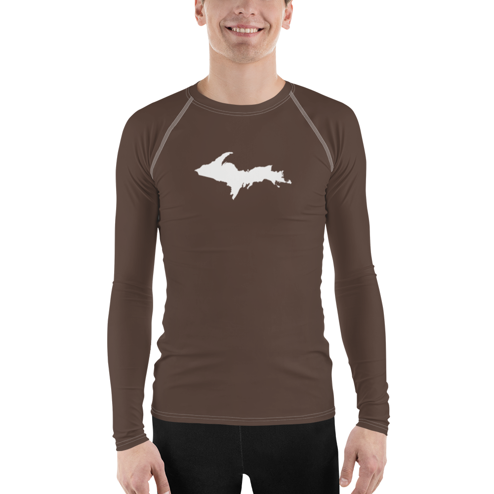 Michigan Upper Peninsula Rash Guard (w/ UP Outline) | Men's - Hickory Color