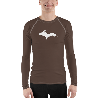 Michigan Upper Peninsula Rash Guard (w/ UP Outline) | Men's - Hickory Color