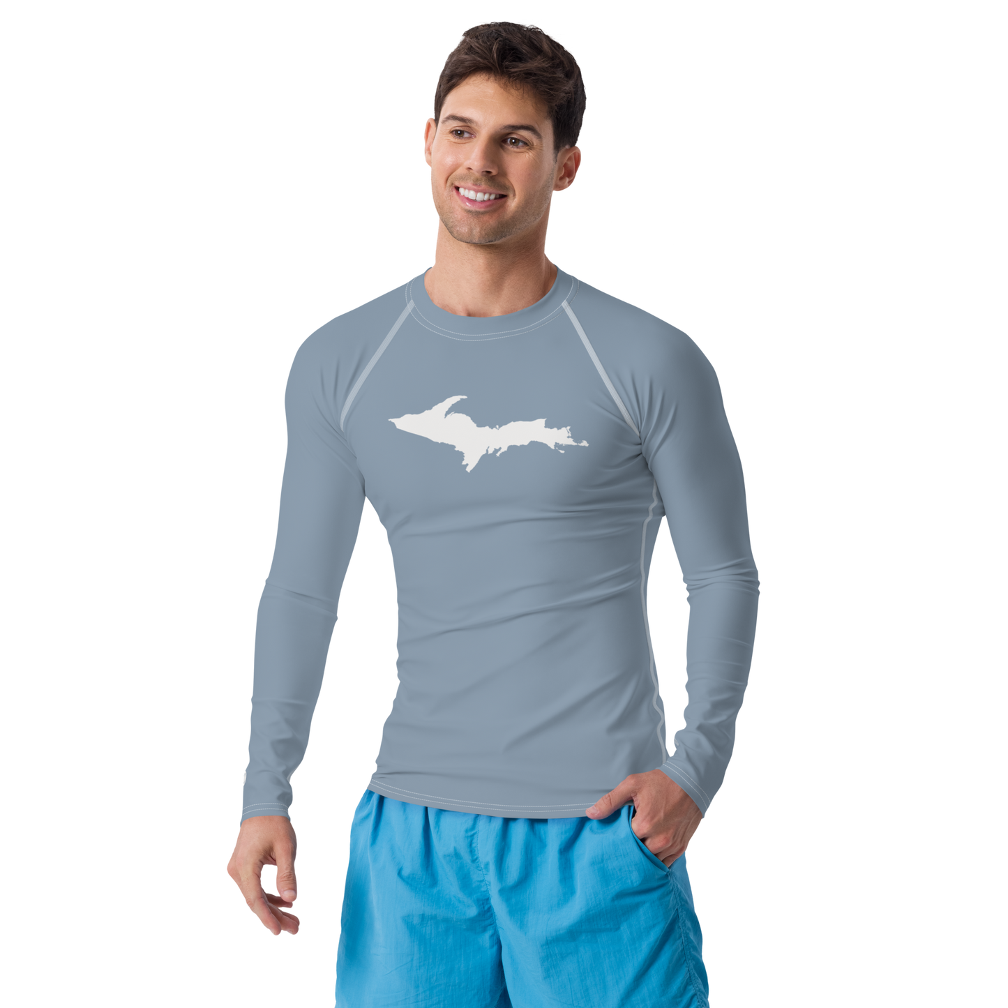 Michigan Upper Peninsula Rash Guard (w/ UP Outline) | Men's - B-24 Grey