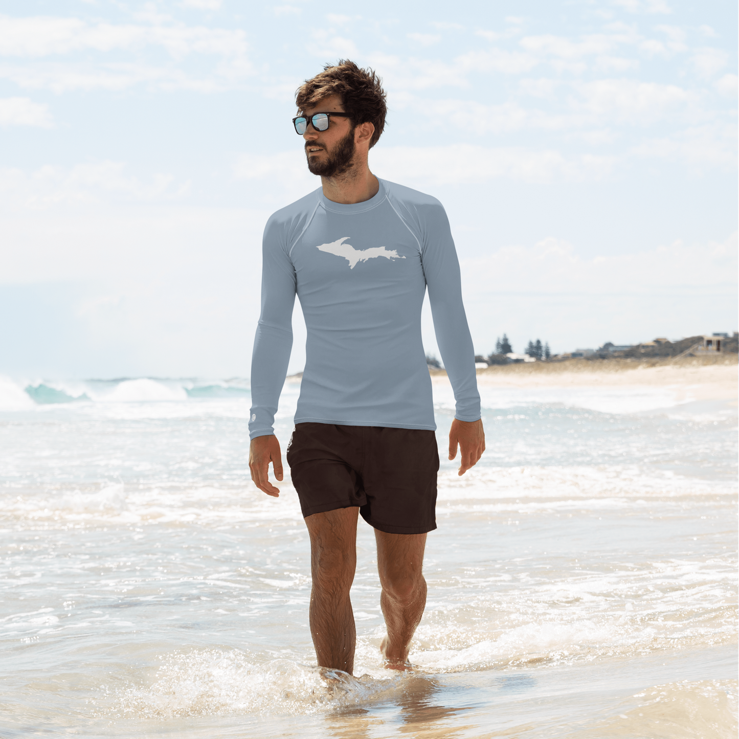 Michigan Upper Peninsula Rash Guard (w/ UP Outline) | Men's - B-24 Grey